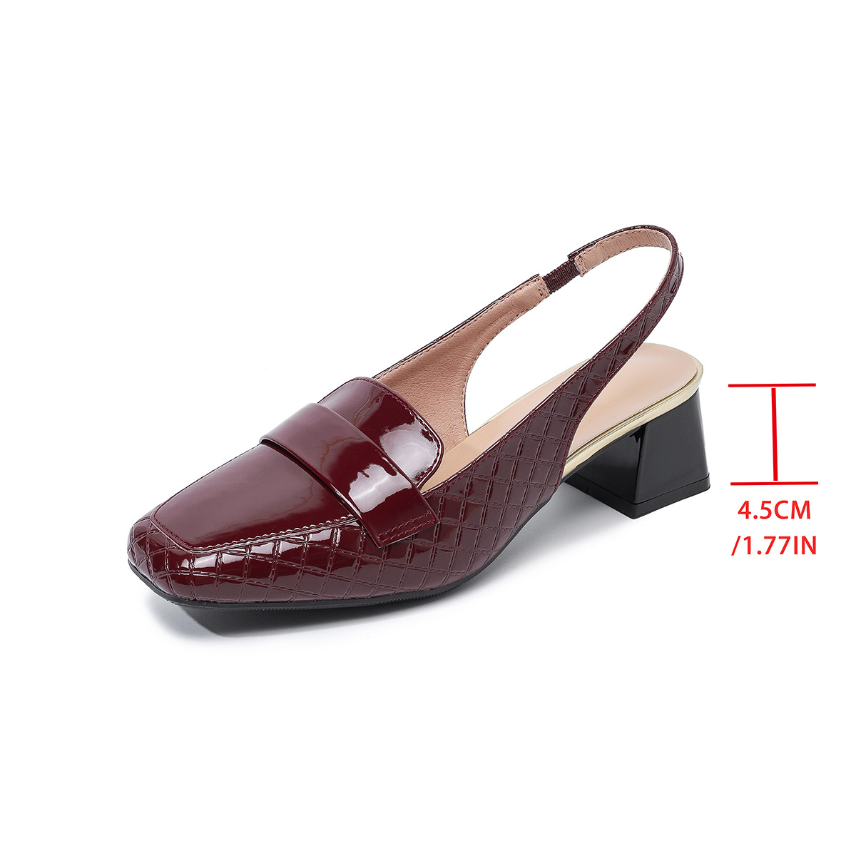 Genuine Leather Square-toe Slingback High Heels ( BUY 2 FREE SHIPPING )