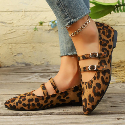 🔥Last Day 60% OFF - Women's Comfortable Leopard Mary Jane Leather Shoes