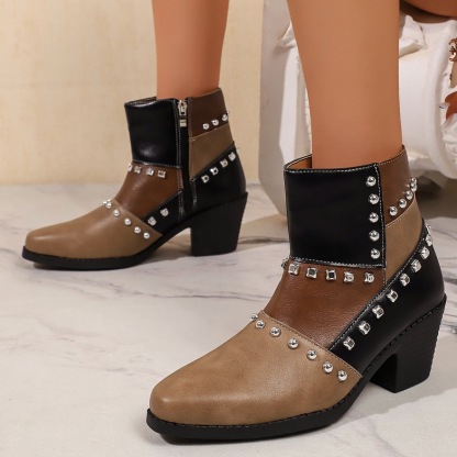 Retro pointed-toe color-blocked boots ( BUY 2 FREE SHIPPING )