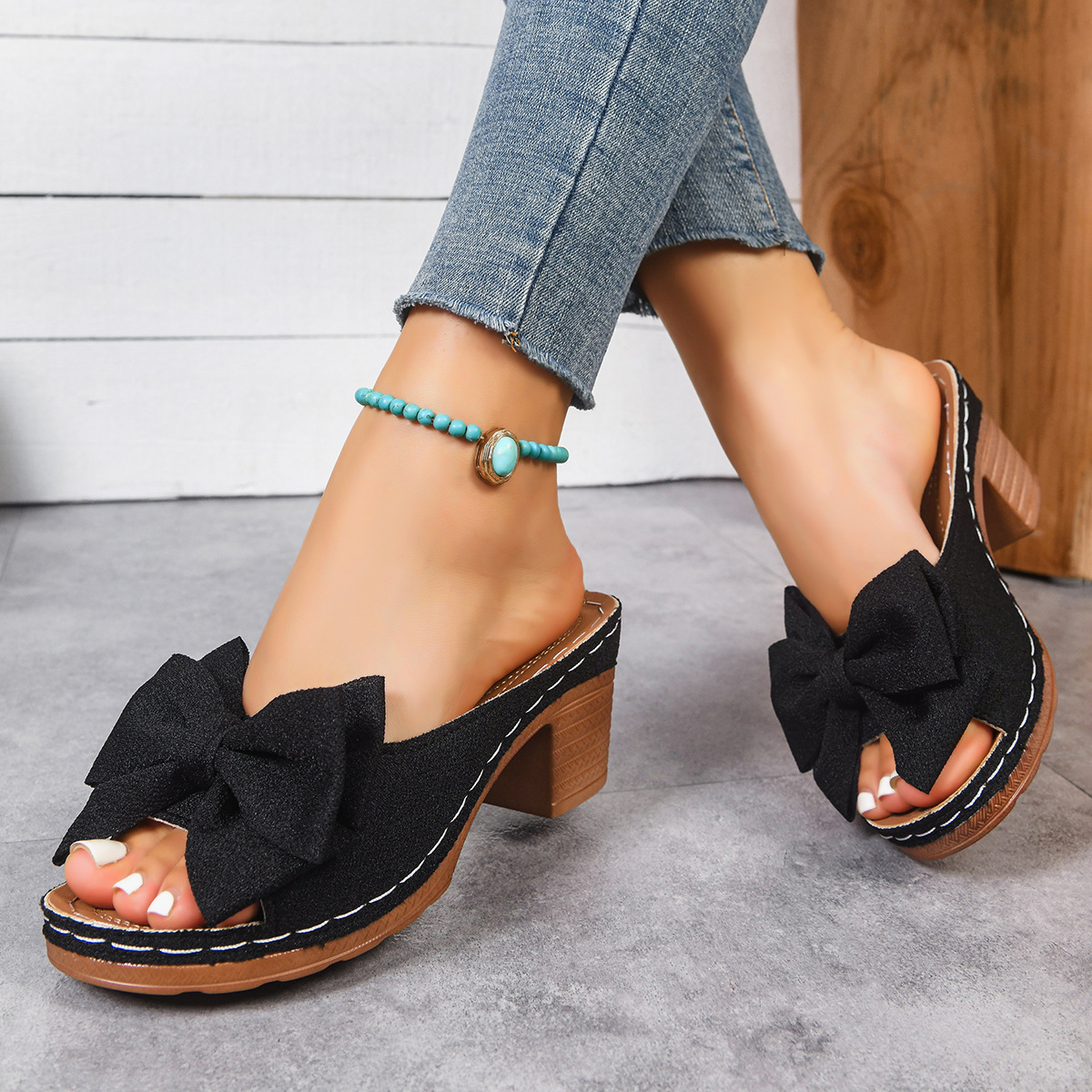 Women's Casual Retro Bow Lightweight Casual Sandals