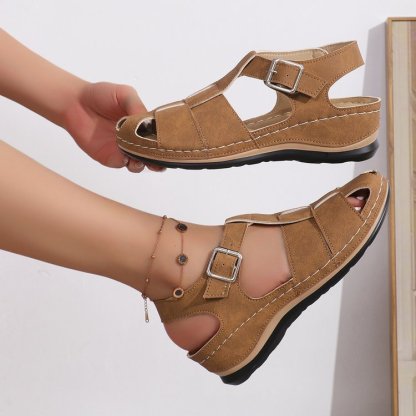 Recommended Closed Toe Hollow Wedge Roman Sandals ( BUY 2 FREE SHIPPING )