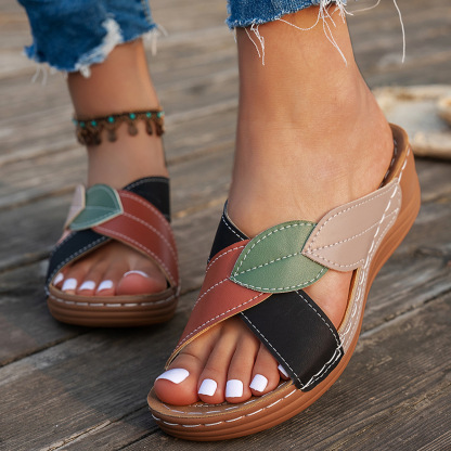 🔥Last Day 60% OFF - Large Size Orthopedist Colorblock Slippers