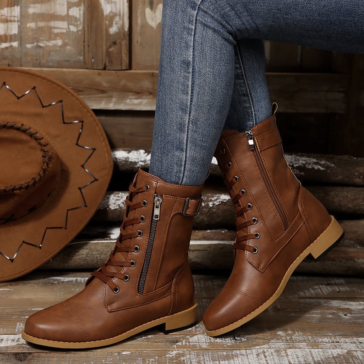 Women's Fashion Outdoor Style Mid-Calf Zipper Boots ( BUY 2 FREE SHIPPING )