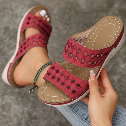 Orthopedic wedge heel platform slippers