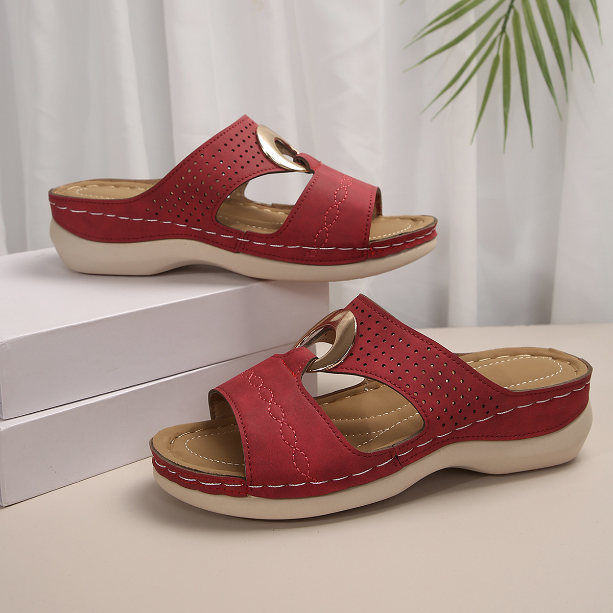 🔥Last Day 60% OFF - Orthopedic Metal Ring Wedge Sandals ( Buy 2 Free Shipping )