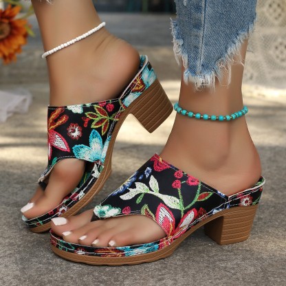 🔥Last Day 60% OFF - Flower embroidered high heels sandals