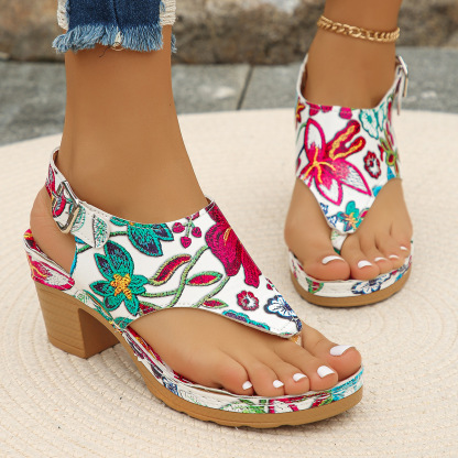 🔥Last Day 70% OFF - Oversized mid-heel printed sandals