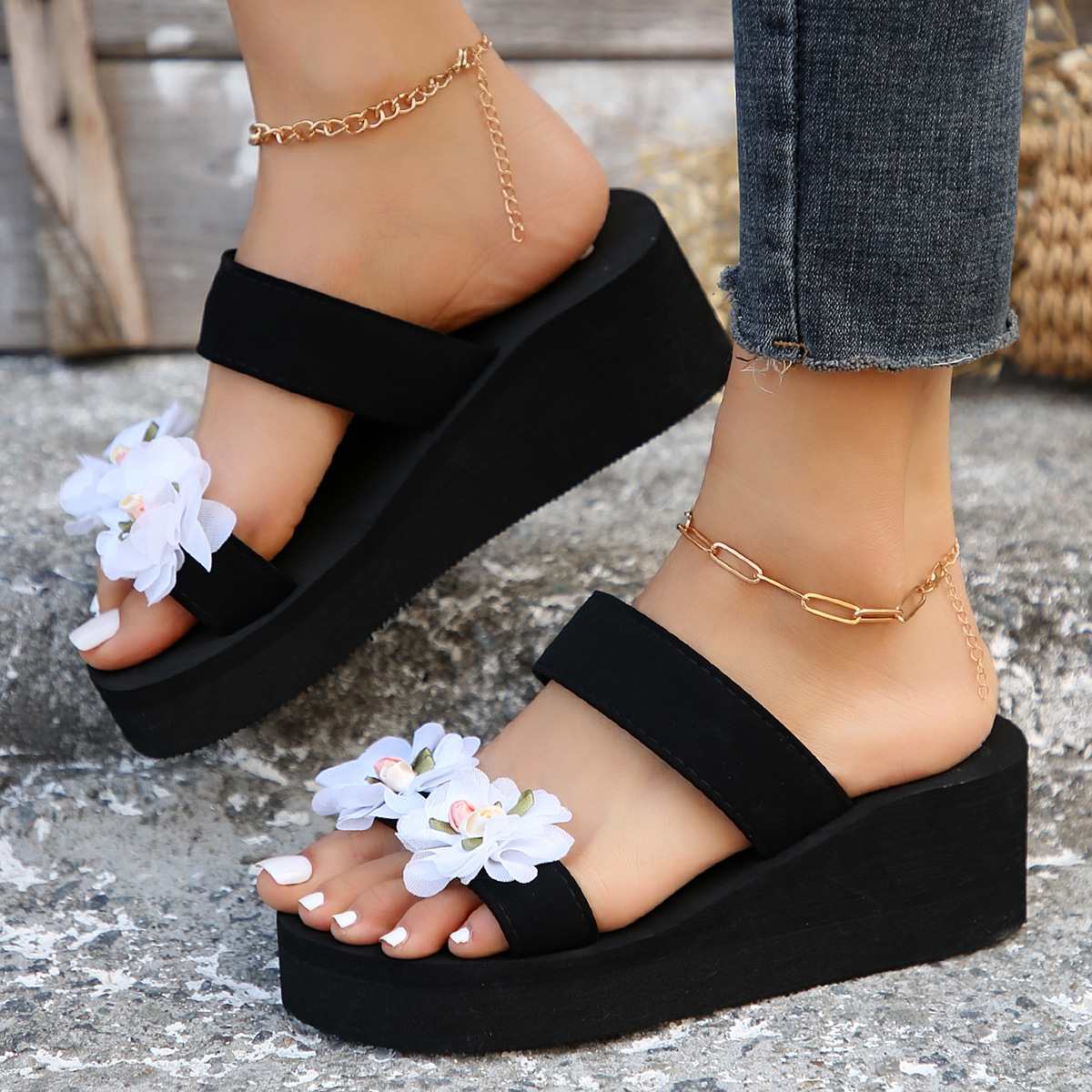 Women's Flower Platform Sandals
