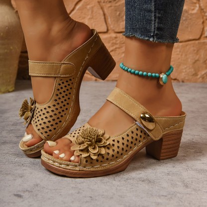 🔥Last Day 70% OFF - Women's Large Size Flower High Heel Sandals