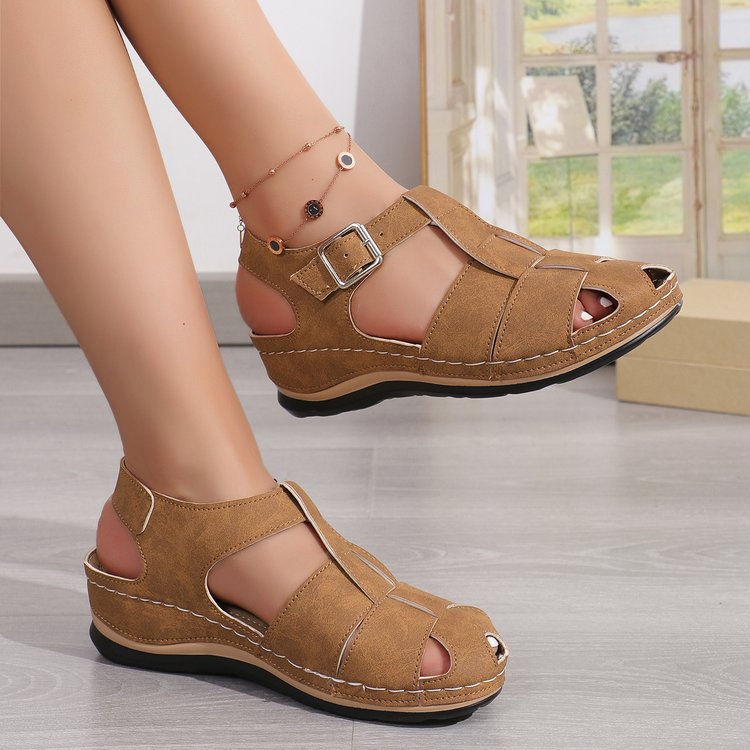 Recommended Closed Toe Hollow Wedge Roman Sandals ( BUY 2 FREE SHIPPING )