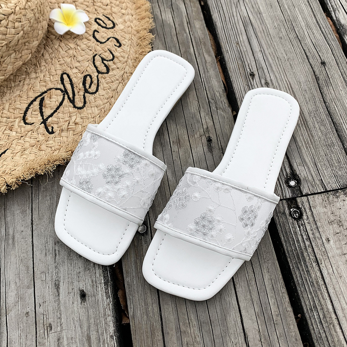 🔥Last Day 70% OFF - Mesh square toe flat sandals