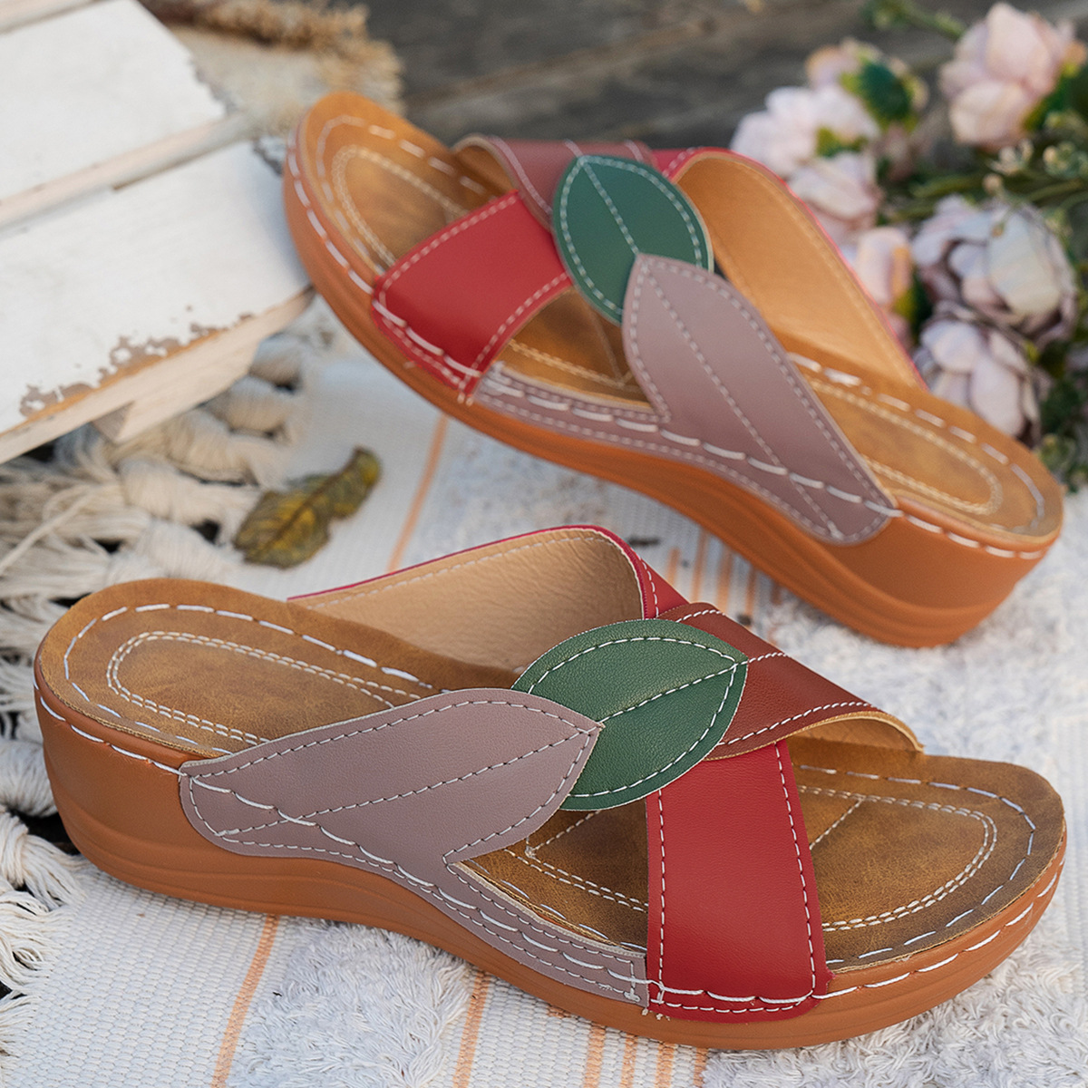 🔥Last Day 60% OFF - Large Size Orthopedist Colorblock Slippers