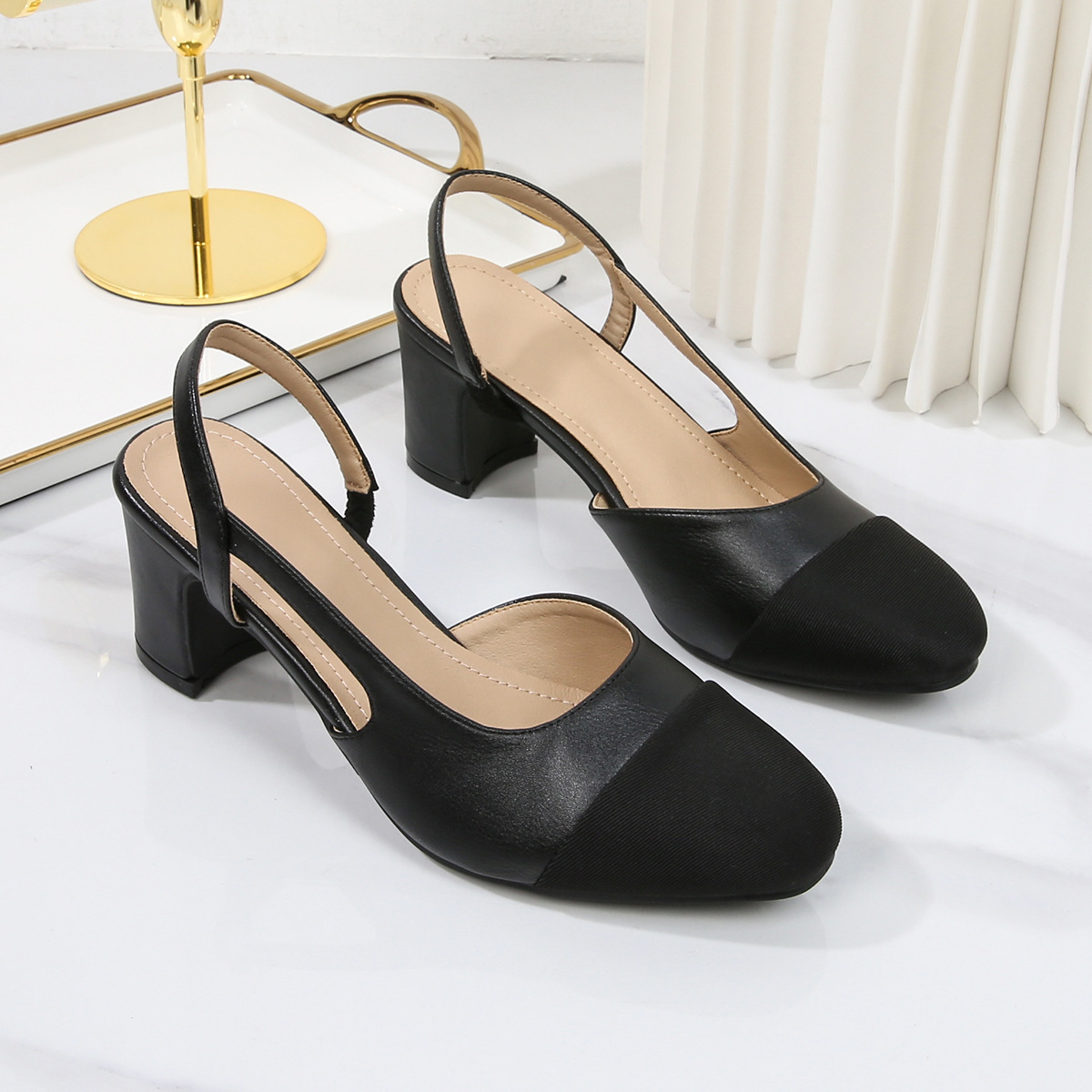 🔥Last Day 60% OFF - Women's Mid-heel/High-heeled Open-toe Color-blocked Sandals