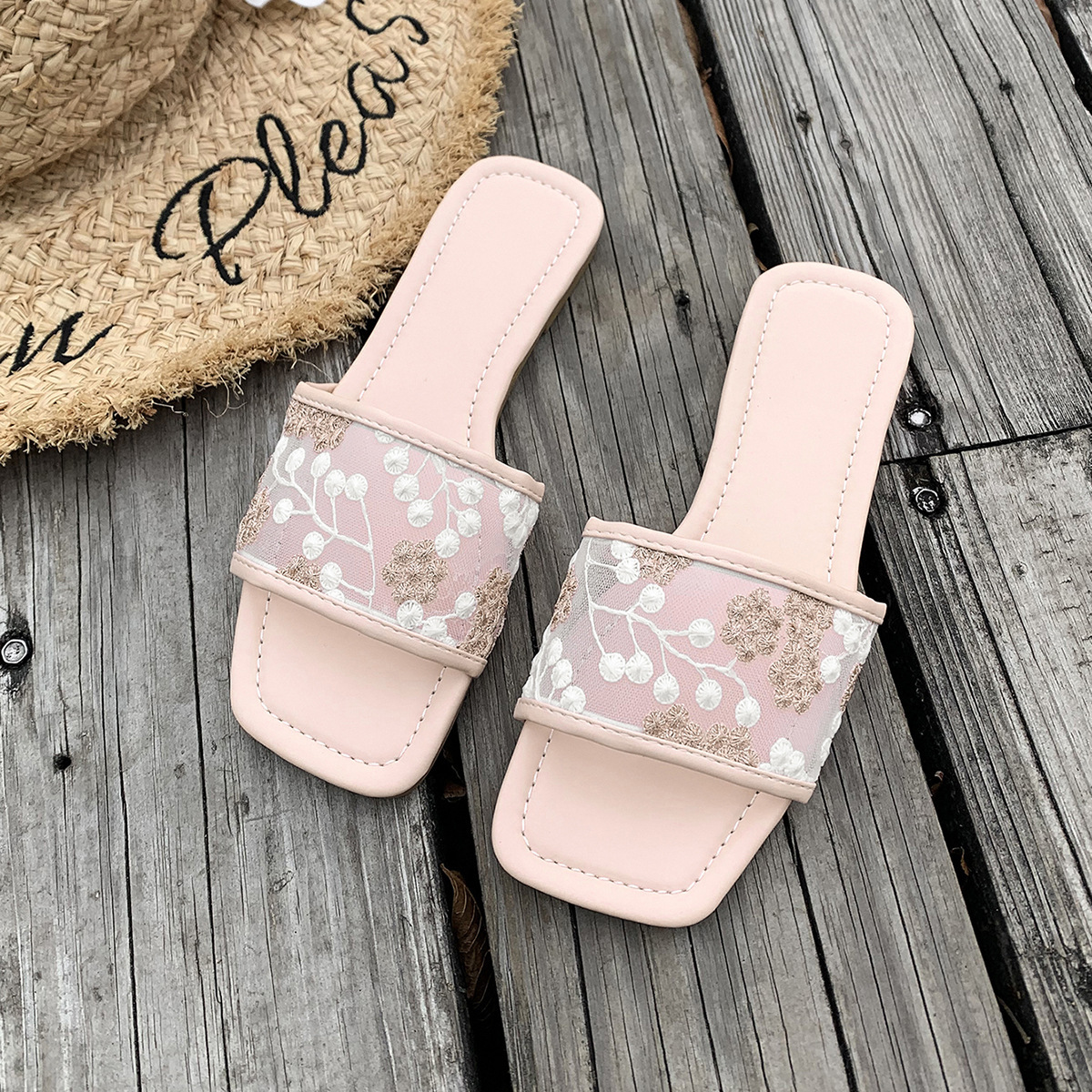 🔥Last Day 70% OFF - Mesh square toe flat sandals