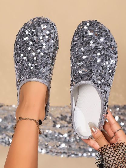 🔥Last Day 60% OFF - Sequined closed toe half slippers