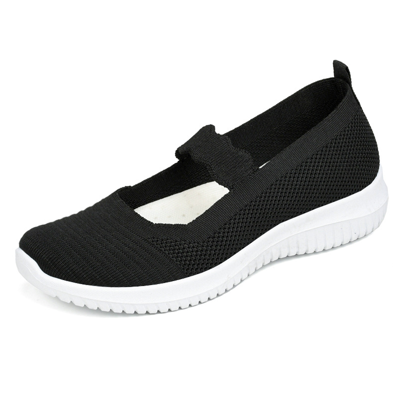 Women's Knit Flat Anti-skid Slip On Walking Shoes