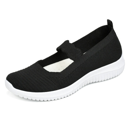 Women's Knit Flat Anti-skid Slip On Walking Shoes