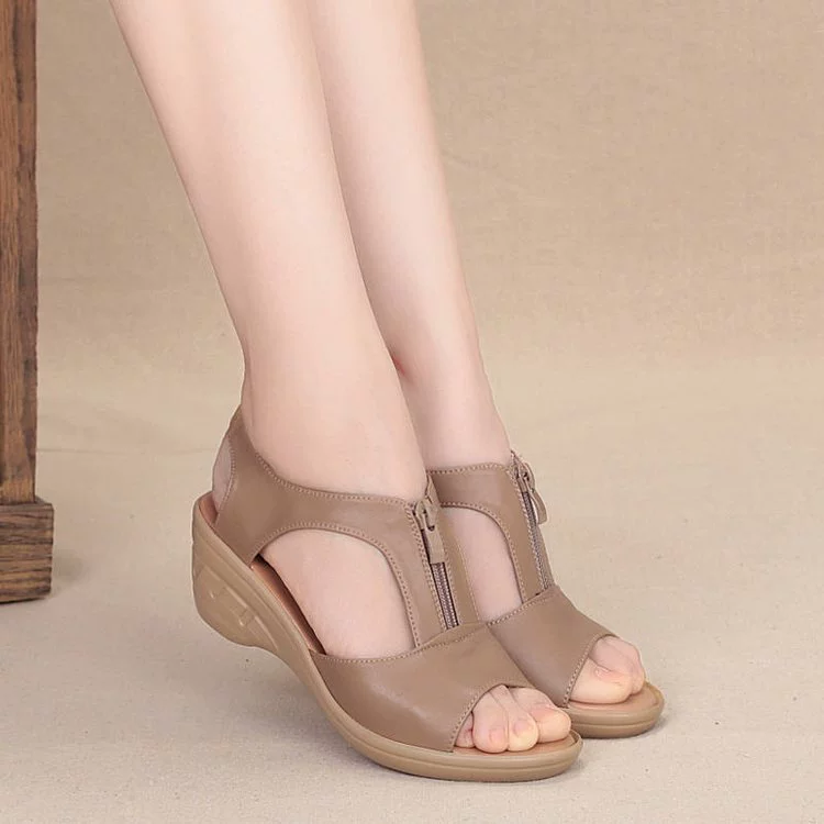 Flat Arch Support Zipper Sandals