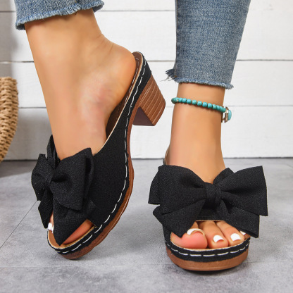 Women's Casual Retro Bow Lightweight Casual Sandals