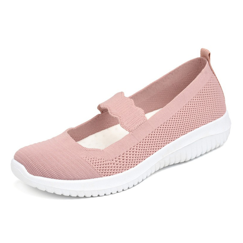 Women's Knit Flat Anti-skid Slip On Walking Shoes