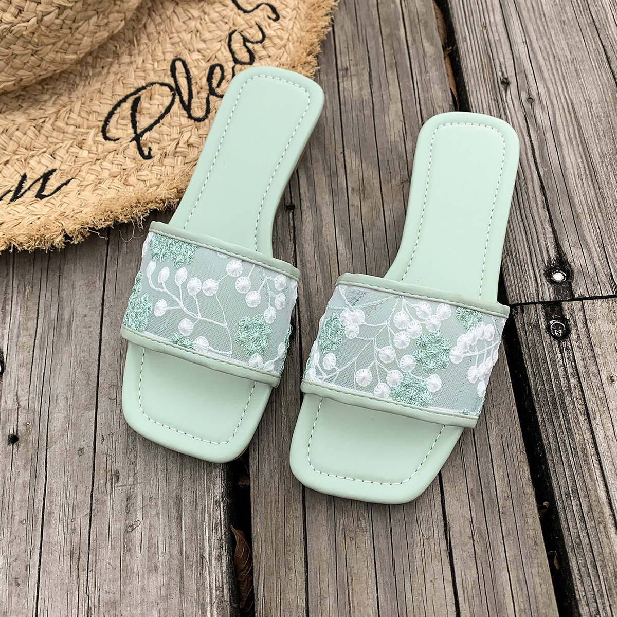 🔥Last Day 70% OFF - Mesh square toe flat sandals