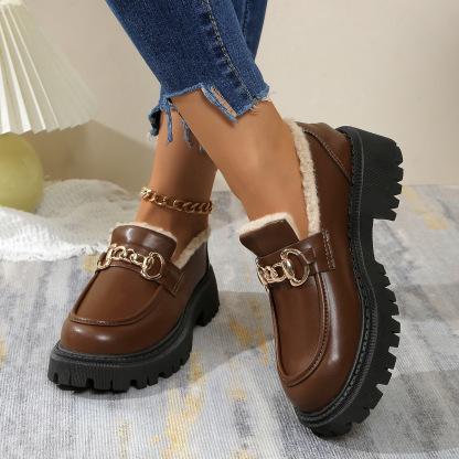 🔥Last Day Promotion 50% OFF - Women's Wool Lining Thick Sole Leather Loafers
