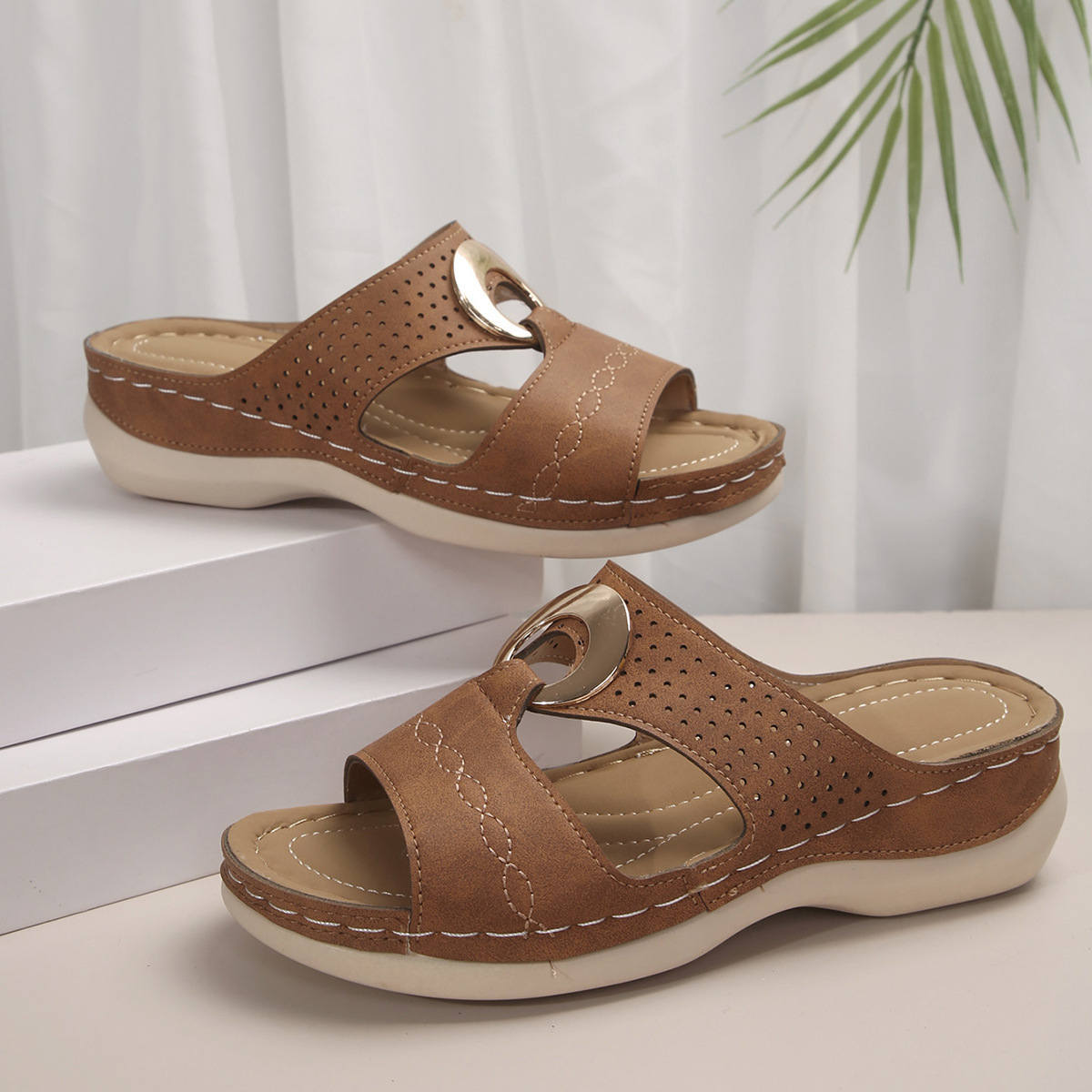 🔥Last Day 60% OFF - Orthopedic Metal Ring Wedge Sandals ( Buy 2 Free Shipping )