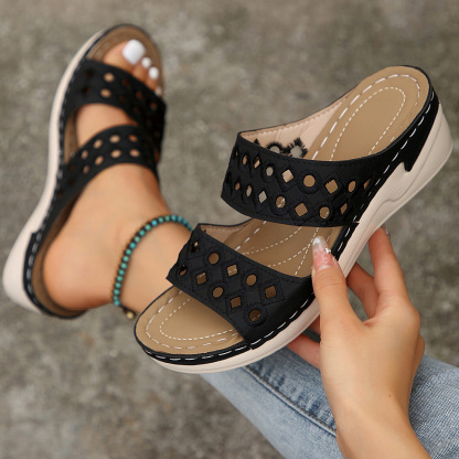 Orthopedic wedge heel platform slippers