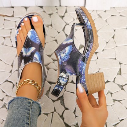 🔥Last Day 70% OFF - Oversized mid-heel printed sandals