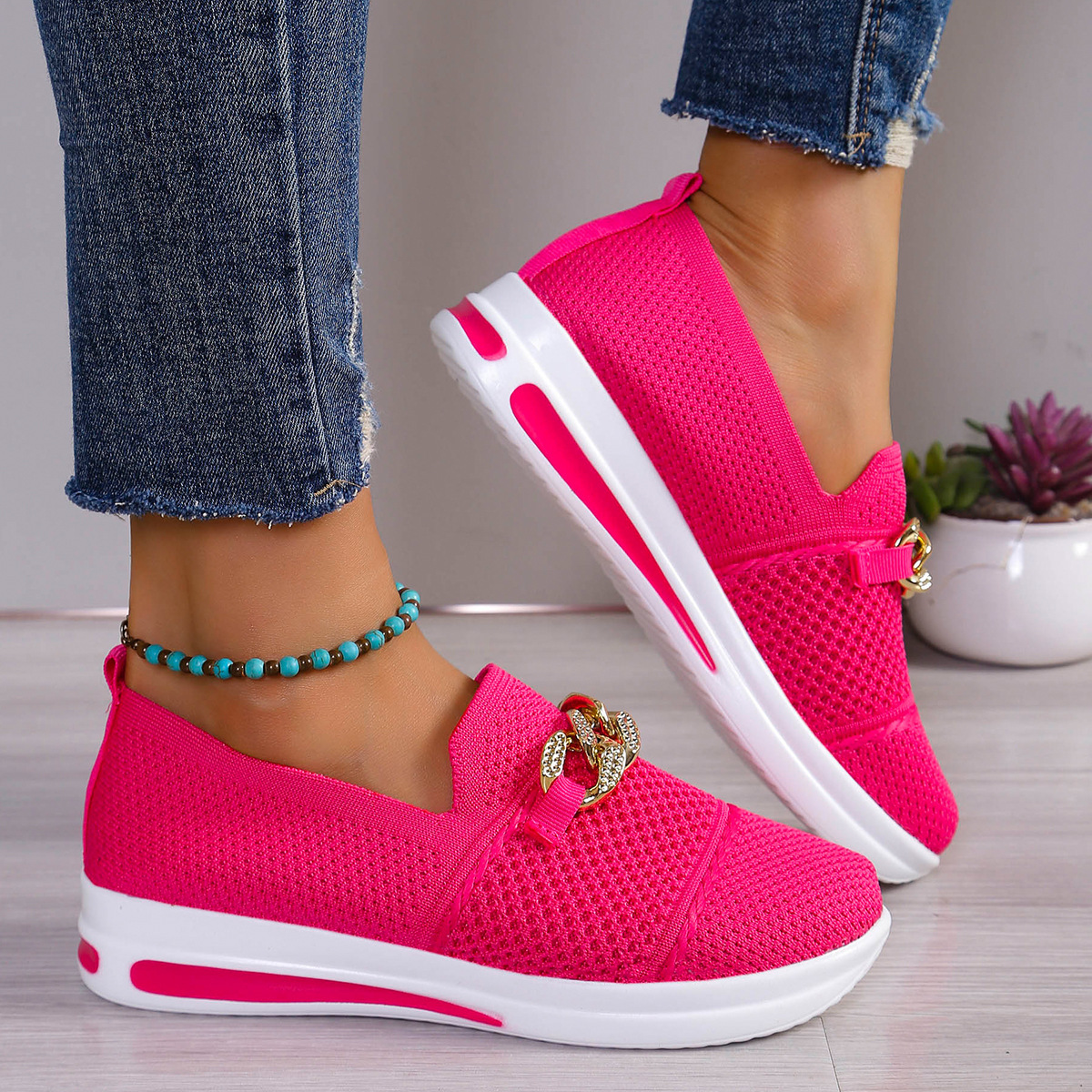 🔥Last Day 70% OFF -Women's Woven Breathable Casual Wedge Sneakers