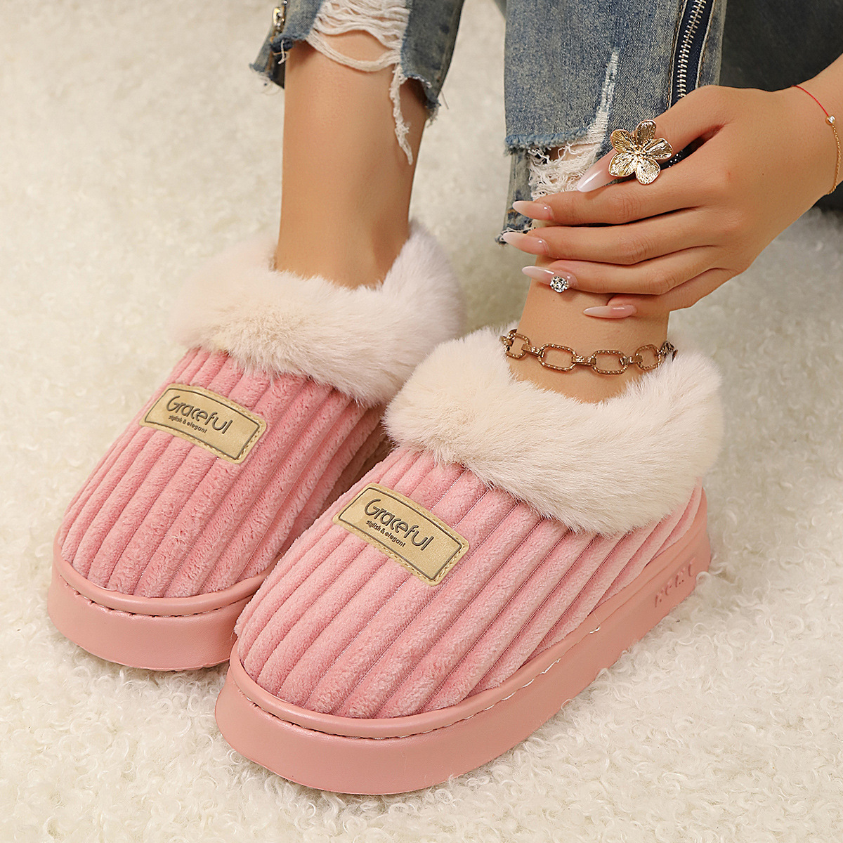 [ Warm Stylish Shoes ] Warm Stylish Plush-Trimmed Shoes  ( BUY 2 FREE SHIPPING )