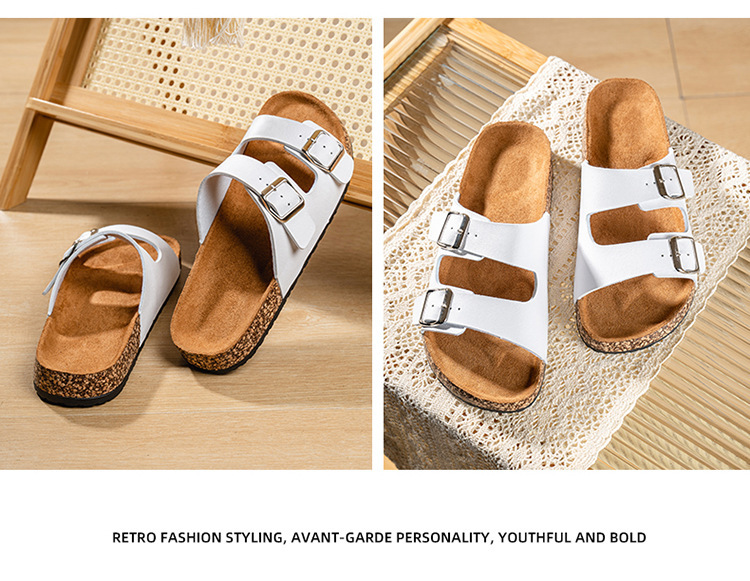 Vintage leather double buckle shoes