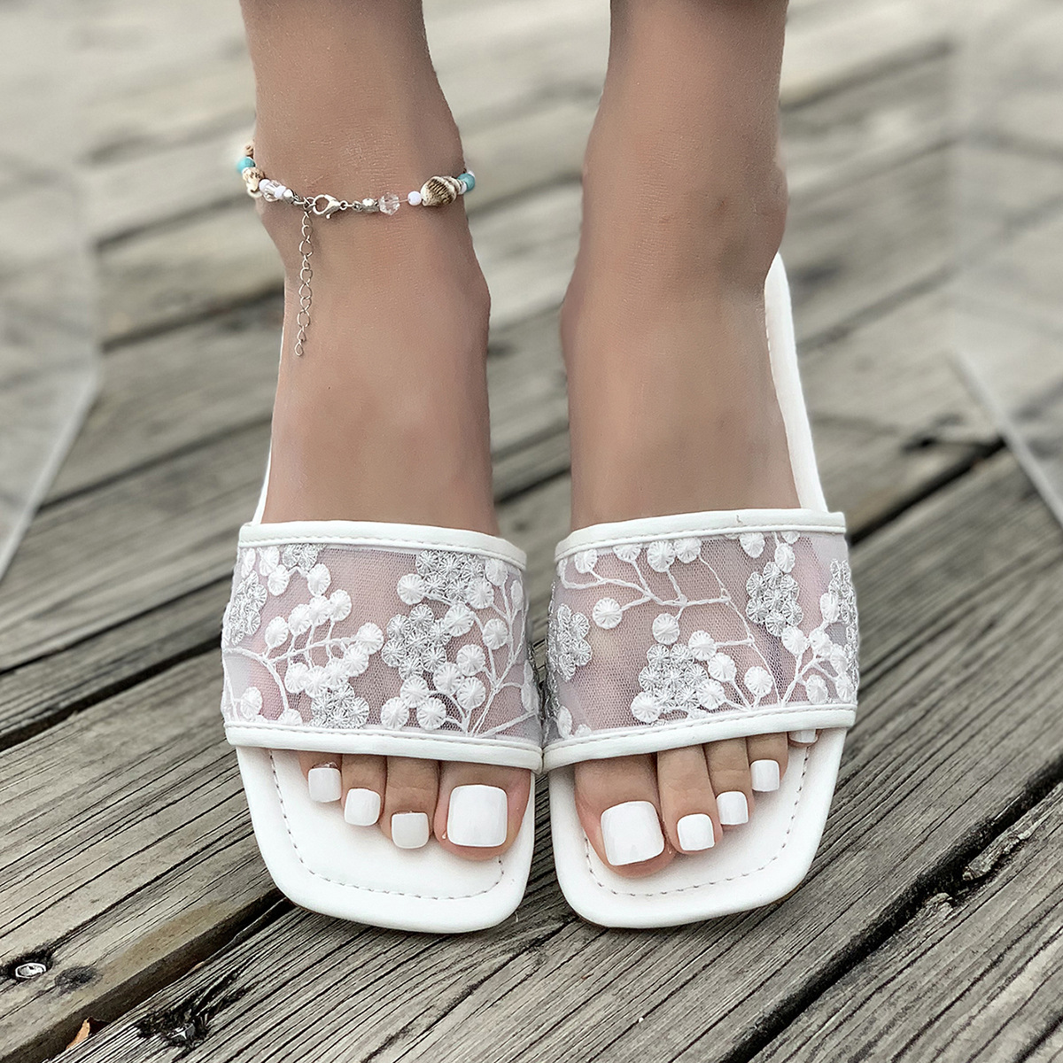 🔥Last Day 70% OFF - Mesh square toe flat sandals
