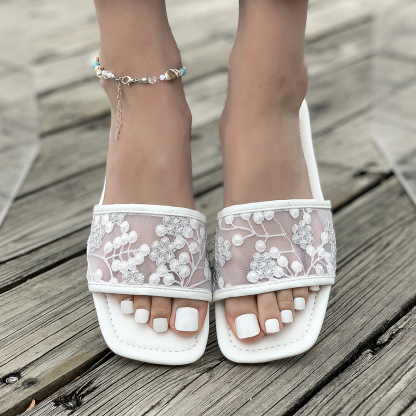 🔥Last Day 70% OFF - Mesh square toe flat sandals
