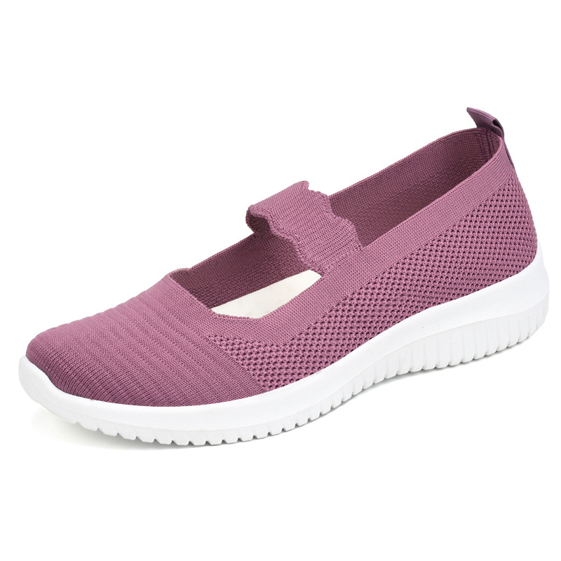 Women's Knit Flat Anti-skid Slip On Walking Shoes