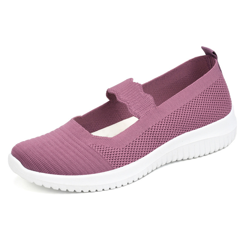 Women's Knit Flat Anti-skid Slip On Walking Shoes