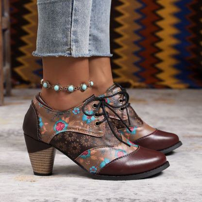 Ethnic-style block-heel ankle boots ( BUY 2 FREE SHIPPING )