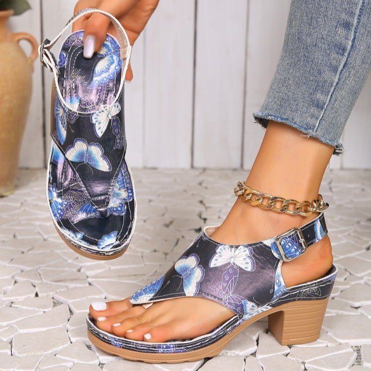 🔥Last Day 70% OFF - Oversized mid-heel printed sandals