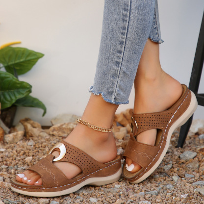 🔥Last Day 60% OFF - Orthopedic Metal Ring Wedge Sandals ( Buy 2 Free Shipping )