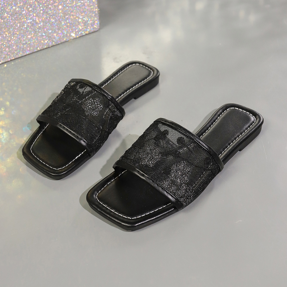 🔥Last Day 70% OFF - Mesh square toe flat sandals