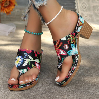 🔥Last Day 60% OFF - Flower embroidered high heels sandals