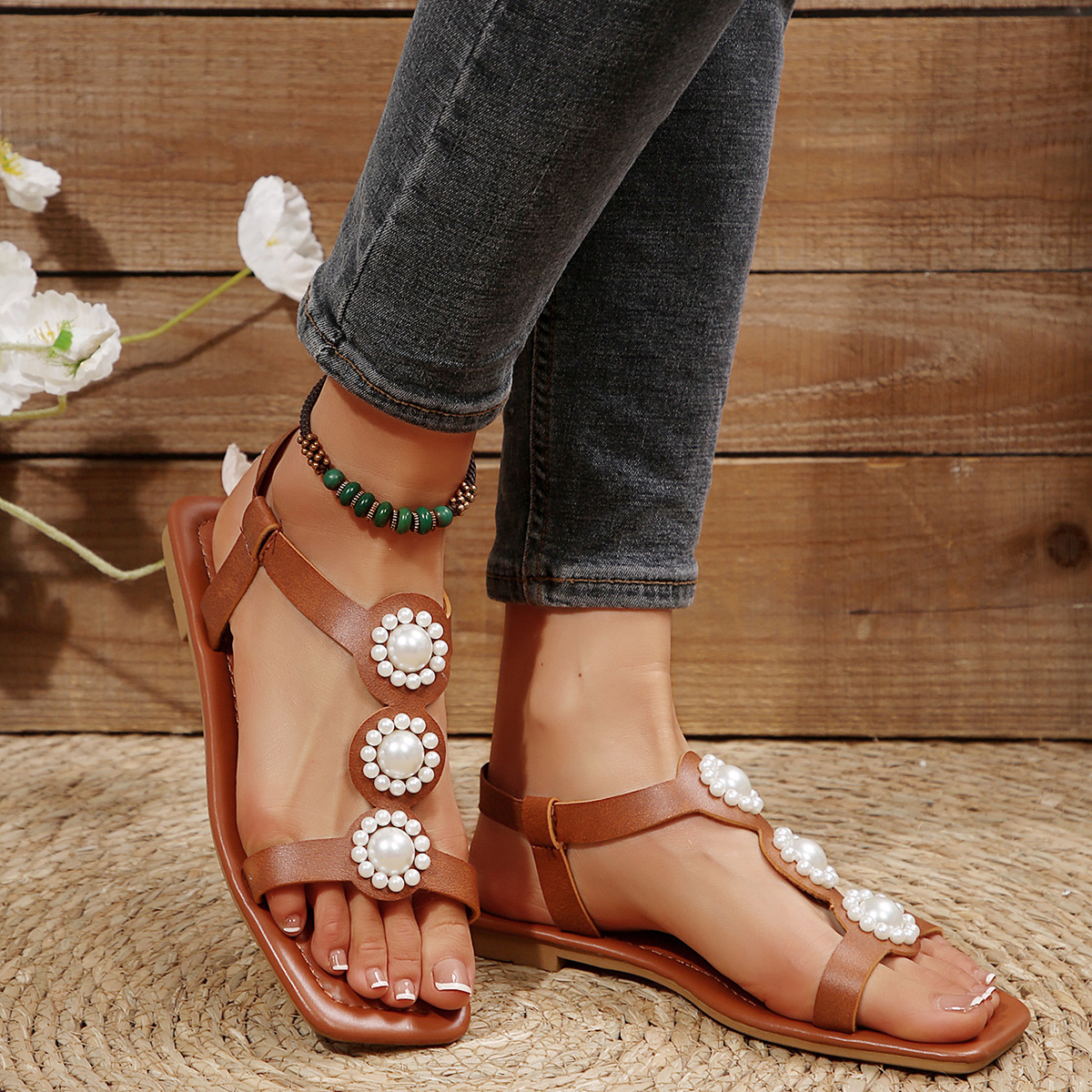 🔥Last Day 60% OFF - women's flat pearl sandals