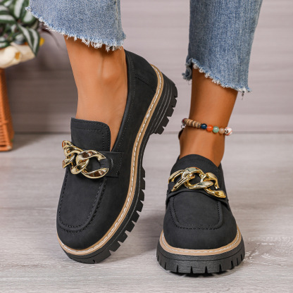 Metal Chain Thick-soled Versatile Casual Loafers