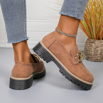 Metal Chain Thick-soled Versatile Casual Loafers