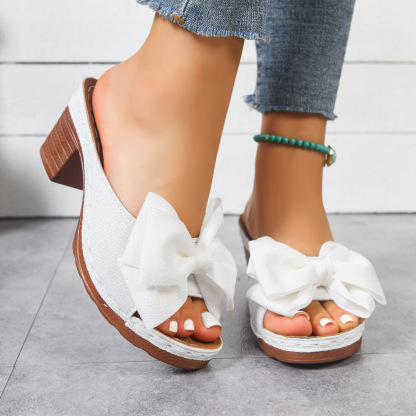 Women's Casual Retro Bow Lightweight Casual Sandals