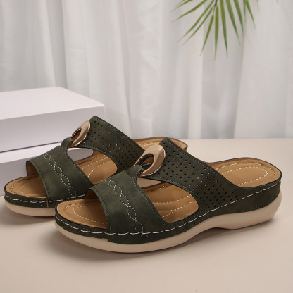 🔥Last Day 60% OFF - Orthopedic Metal Ring Wedge Sandals ( Buy 2 Free Shipping )