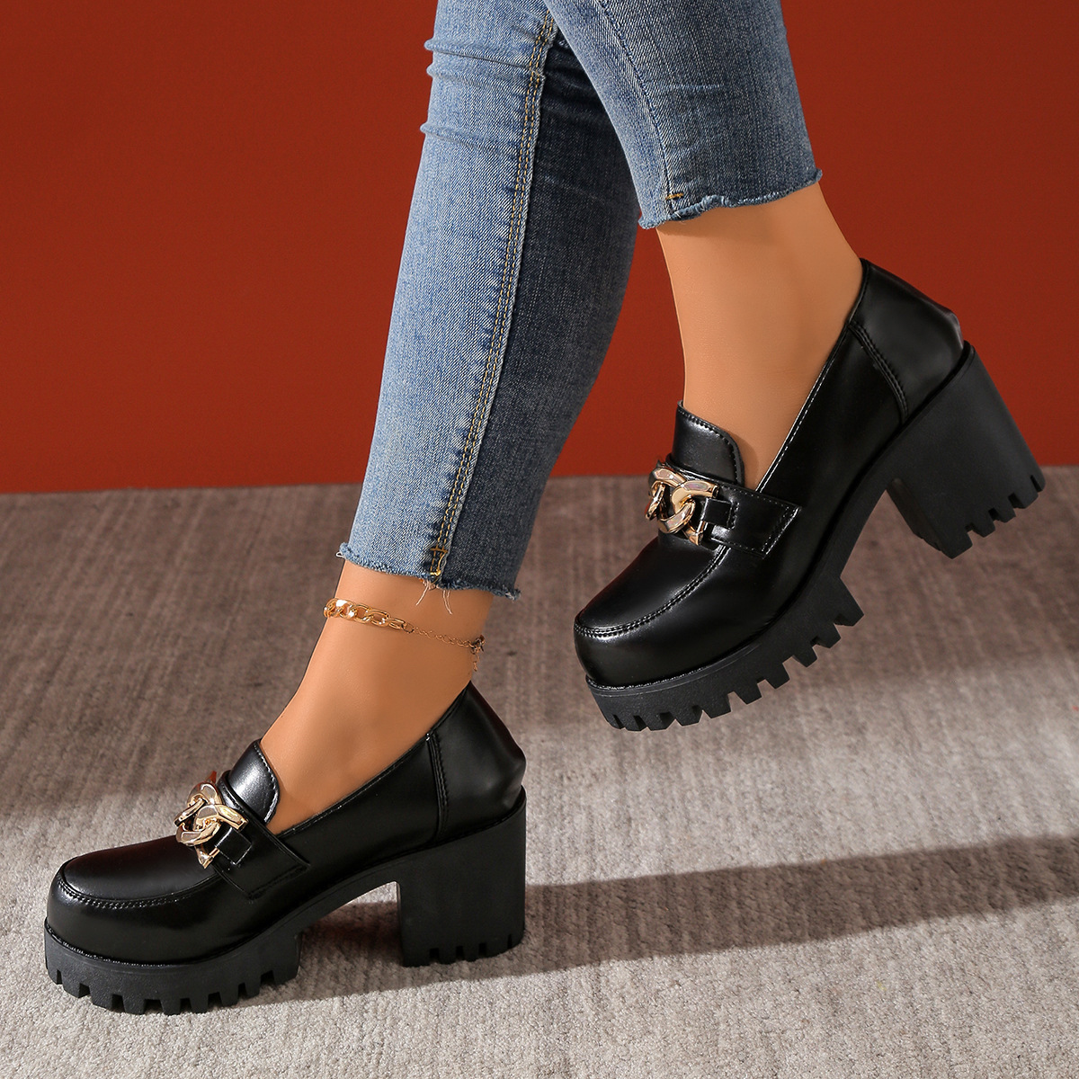 ❄ Early Christmas Sale 70% OFF 👟Women's Waterproof Leather High-heeled Loafers