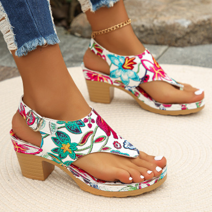 🔥Last Day 70% OFF - Oversized mid-heel printed sandals