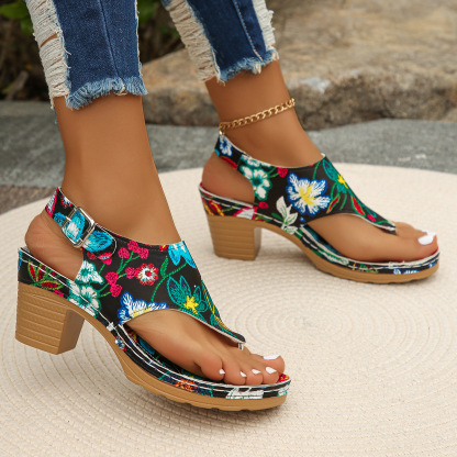 🔥Last Day 70% OFF - Oversized mid-heel printed sandals