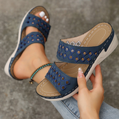Orthopedic wedge heel platform slippers